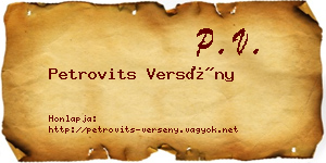 Petrovits Versény névjegykártya